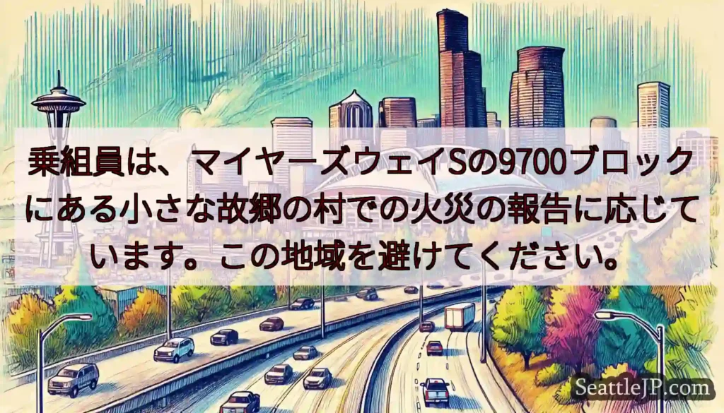 乗組員は、マイヤーズウェイSの9700ブロックにある小さな故郷の村での火災の報告に応じています。この