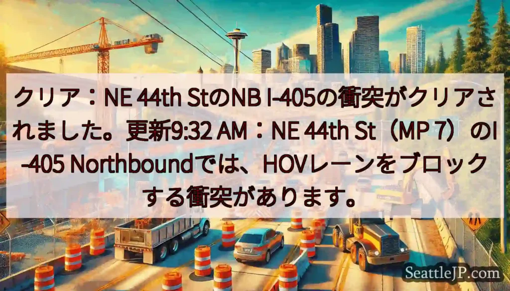 クリア：NE 44th StのNB I-405の衝突がクリアされました。更新9:32 AM：NE