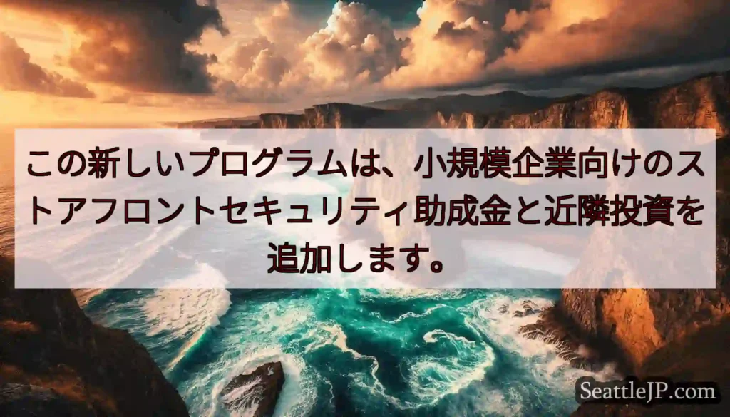 この新しいプログラムは、小規模企業向けのストアフロントセキュリティ助成金と近隣投資を追加します。