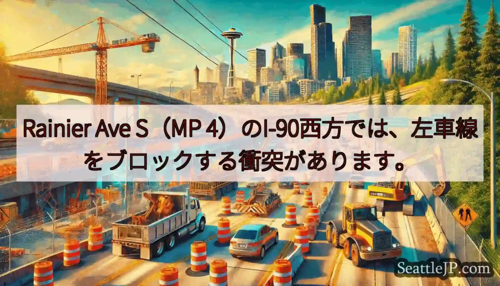 Rainier Ave S（MP 4）のI-90西方では、左車線をブロックする衝突があります。