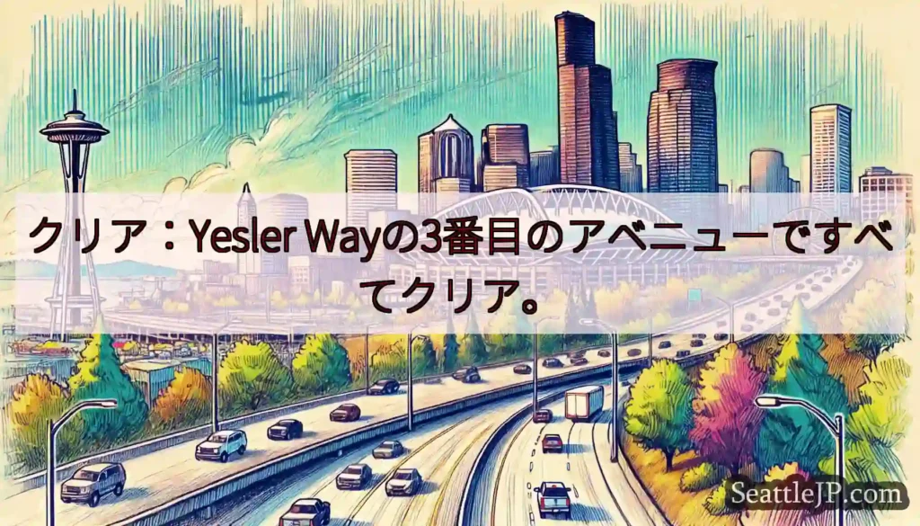 クリア：Yesler Wayの3番目のアベニューですべてクリア。