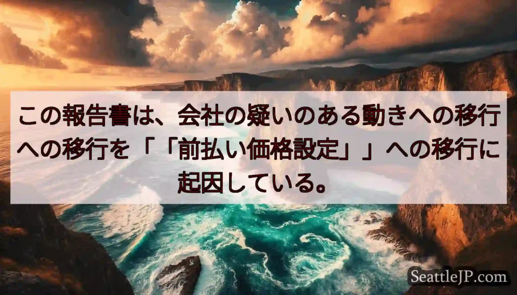 この報告書は、会社の疑いのある動きへの移行への移行を「「前払い価格設定」」への移行に起因している。