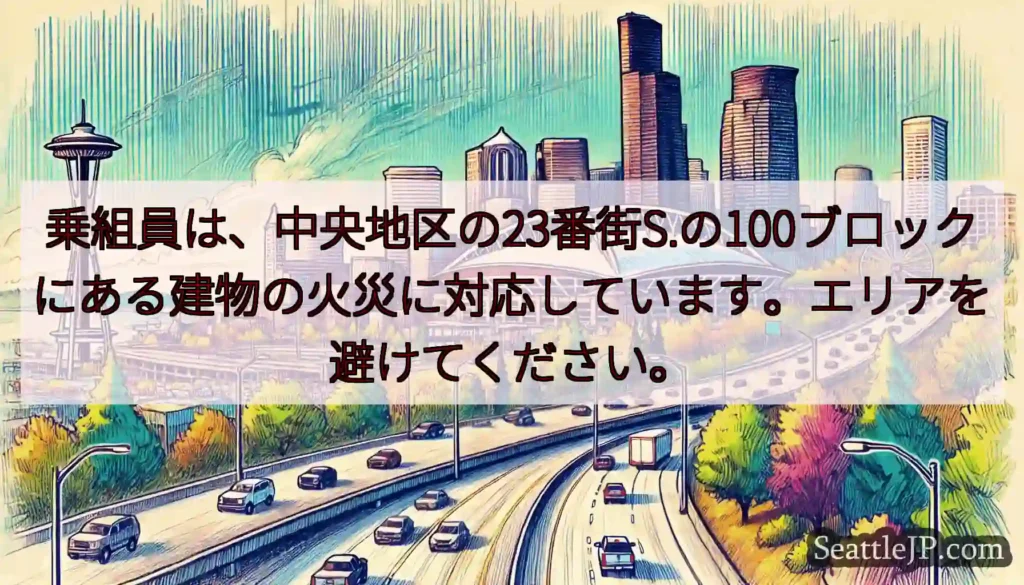 乗組員は、中央地区の23番街S.の100ブロックにある建物の火災に対応しています。エリアを避けてくだ