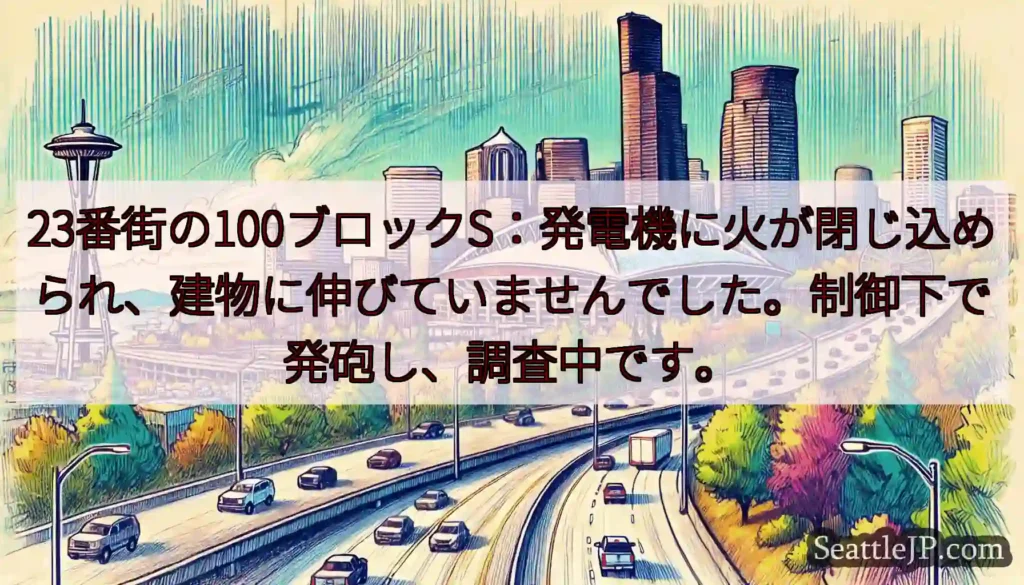 23番街の100ブロックS：発電機に火が閉じ込められ、建物に伸びていませんでした。制御下で発砲し、調