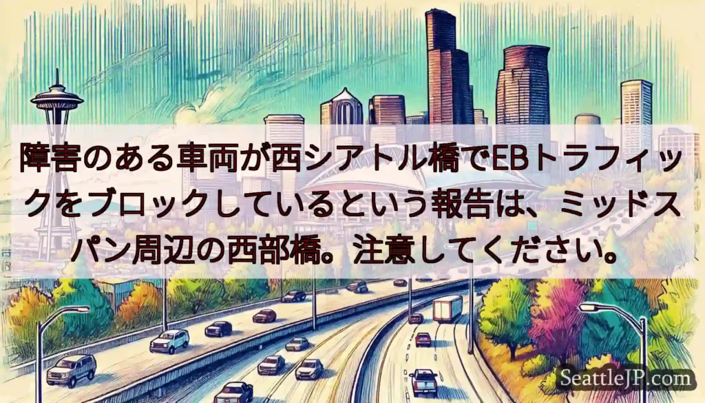 障害のある車両が西シアトル橋でEBトラフィックをブロックしているという報告は、ミッドスパン周辺の西部