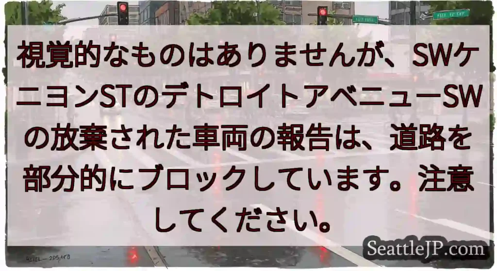 視覚的なものはありませんが、SWケニヨンSTのデトロイトアベニューSWの放棄された車両の報告は、道路
