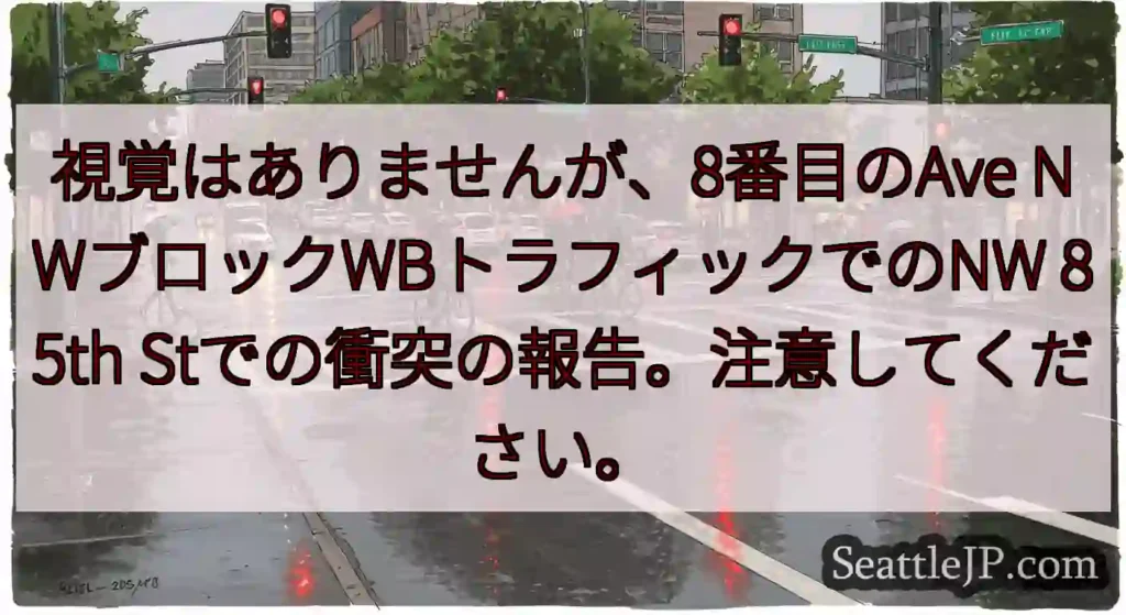 視覚はありませんが、8番目のAve NWブロックWBトラフィックでのNW 85th