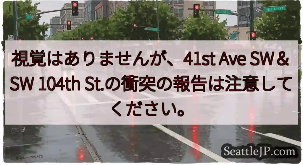 視覚はありませんが、41st Ave SW＆SW 104th St.の衝突の報告は注意してください。
