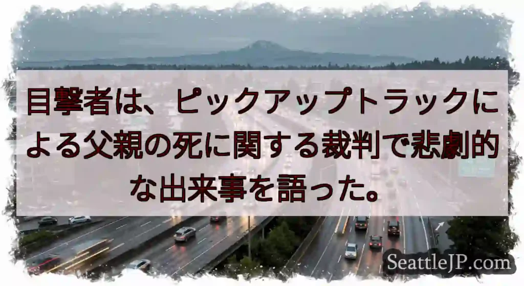 目撃者は、ピックアップトラックによる父親の死に関する裁判で悲劇的な出来事を語った。