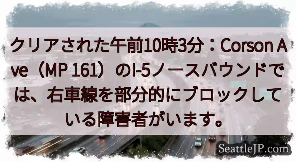 クリアされた午前10時3分：Corson Ave（MP
