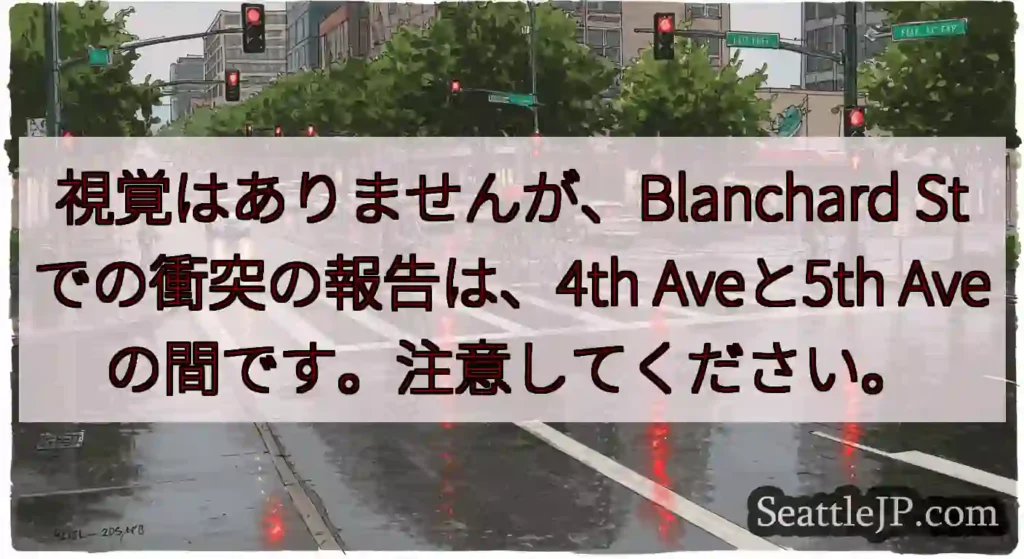 視覚はありませんが、Blanchard Stでの衝突の報告は、4th Aveと5th