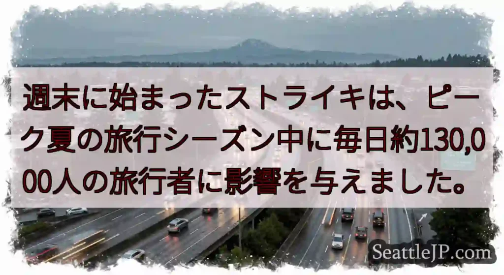 週末に始まったストライキは、ピーク夏の旅行シーズン中に毎日約130,000人の旅行者に影響を与えまし