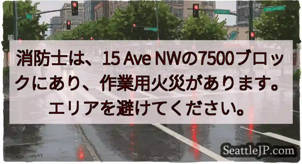消防士は、15 Ave NWの7500ブロックにあり、作業用火災があります。エリアを避けてください。