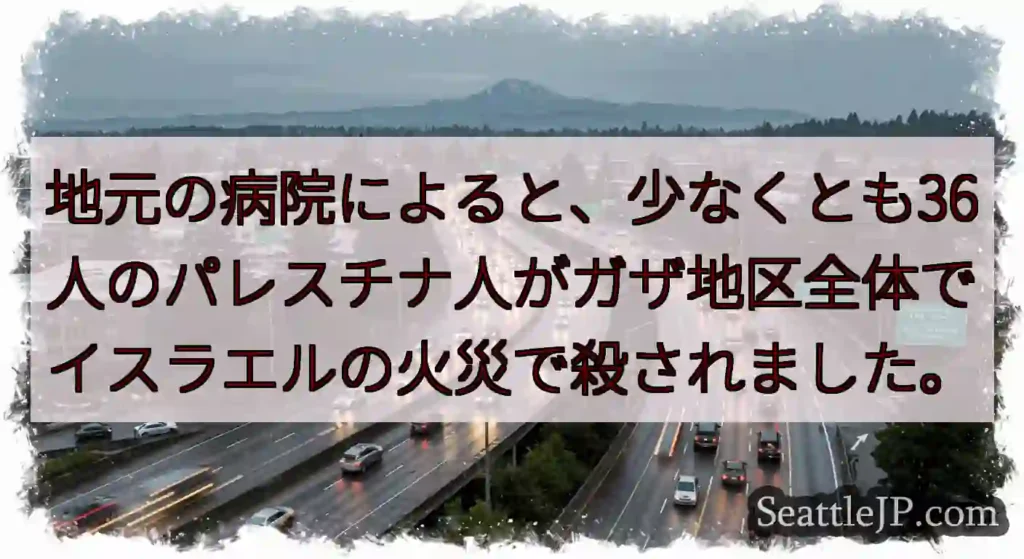 地元の病院によると、少なくとも36人のパレスチナ人がガザ地区全体でイスラエルの火災で殺されました。