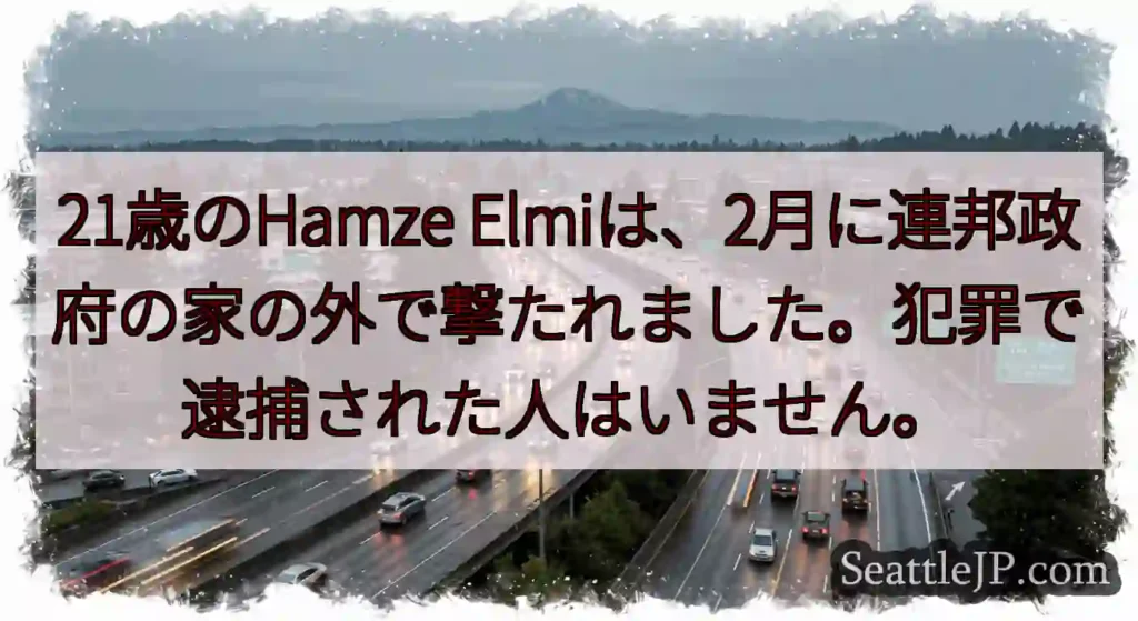 21歳のHamze Elmiは、2月に連邦政府の家の外で撃たれました。犯罪で逮捕された人はいません。
