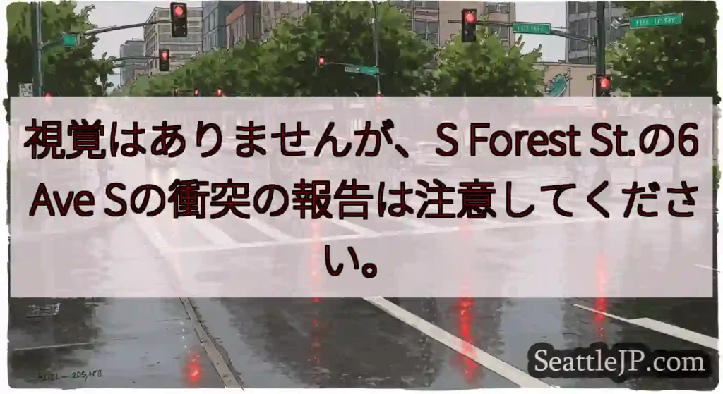 視覚はありませんが、S Forest St.の6 Ave Sの衝突の報告は注意してください。