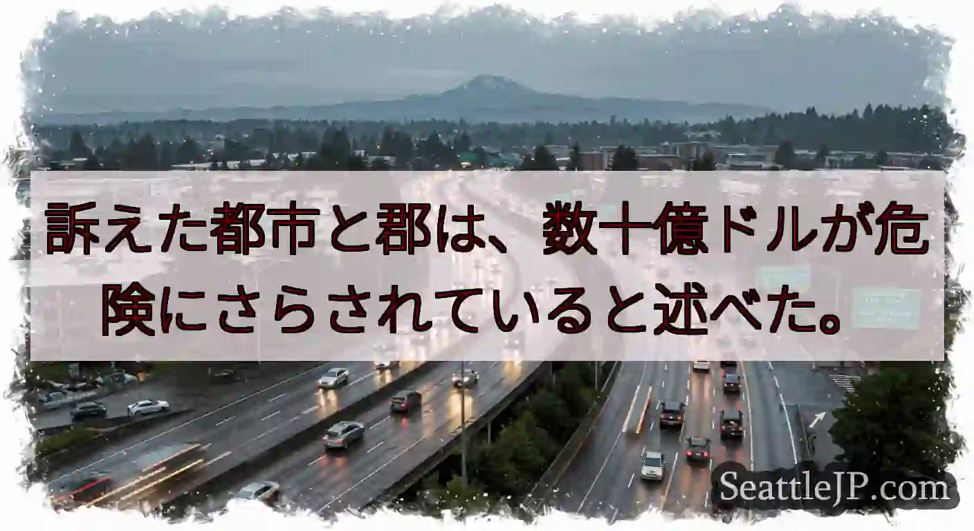 訴えた都市と郡は、数十億ドルが危険にさらされていると述べた。