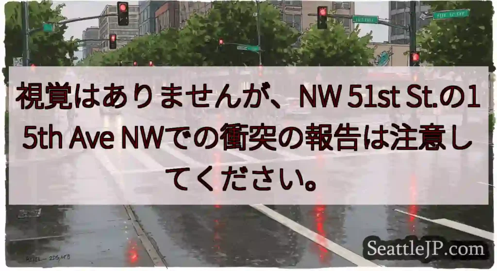 視覚はありませんが、NW 51st St.の15th Ave NWでの衝突の報告は注意してください。