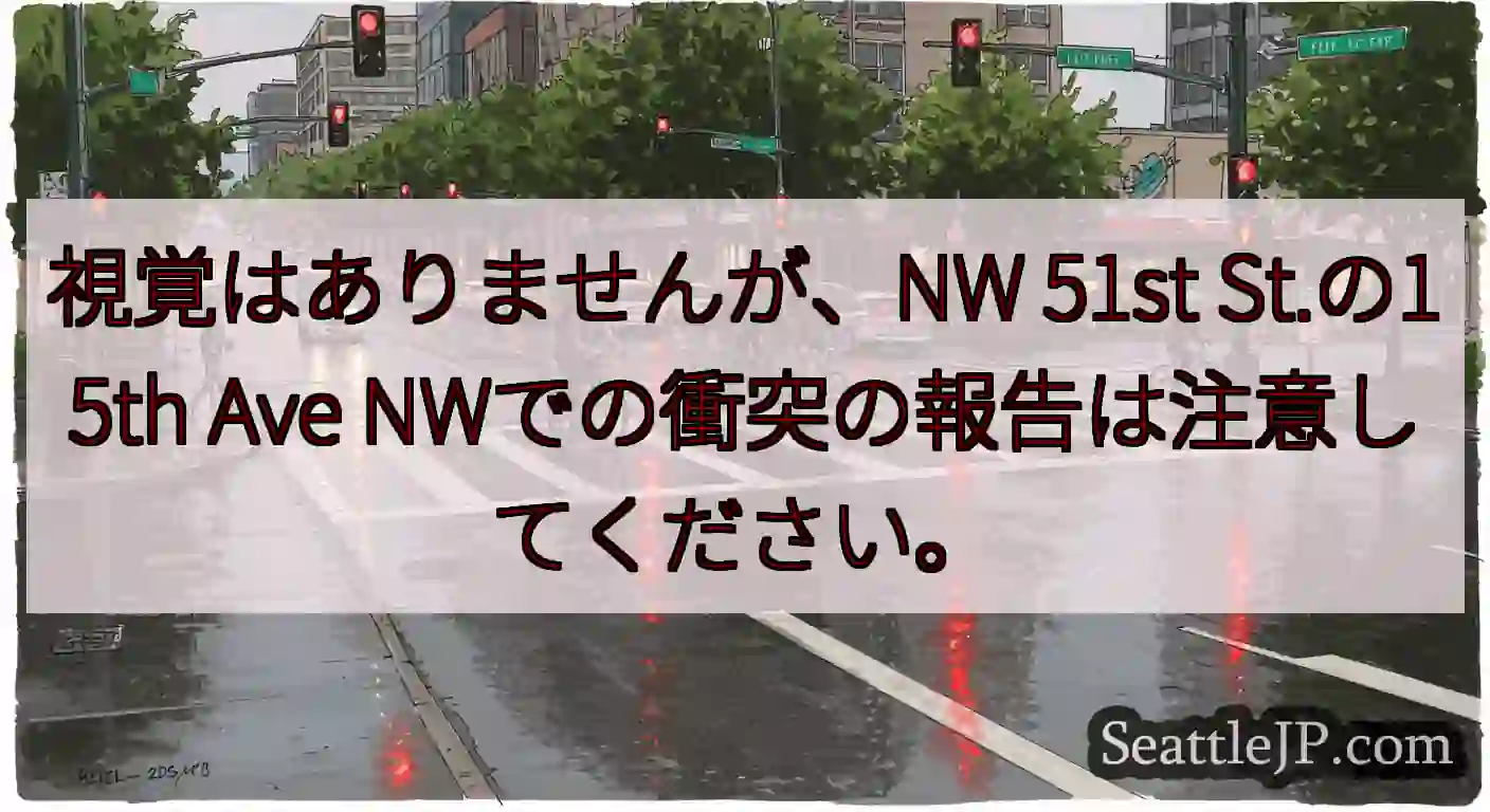 視覚はありませんが、NW 51st St.の15th Ave NWでの衝突の報告は注意してください。