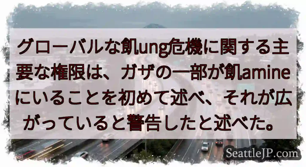 グローバルな飢ung危機に関する主要な権限は、ガザの一部が飢amineにいることを初めて述べ、それが