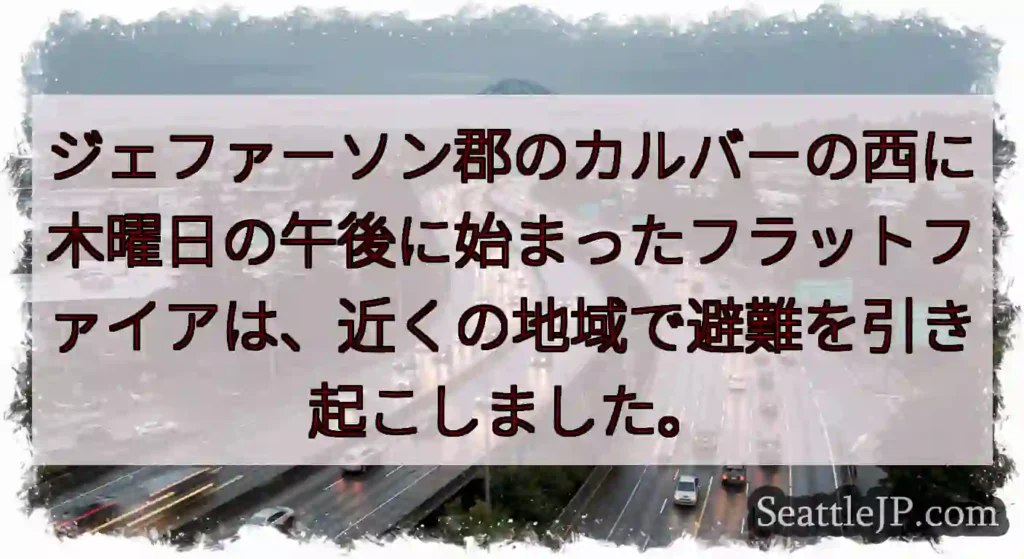 ジェファーソン郡のカルバーの西に木曜日の午後に始まったフラットファイアは、近くの地域で避難を引き起こ