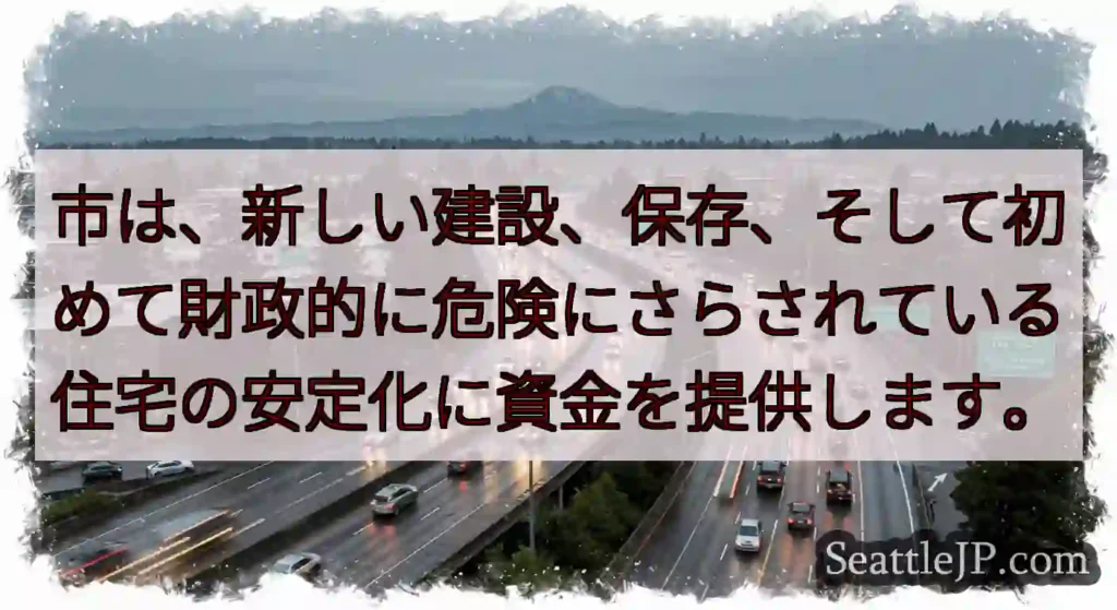 市は、新しい建設、保存、そして初めて財政的に危険にさらされている住宅の安定化に資金を提供します。