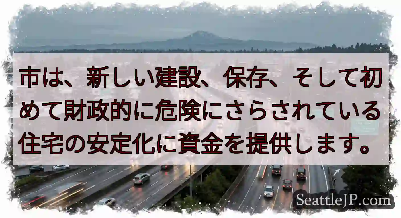 市は、新しい建設、保存、そして初めて財政的に危険にさらされている住宅の安定化に資金を提供します。