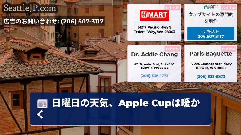 日曜日の天気、Apple Cupは暖かく