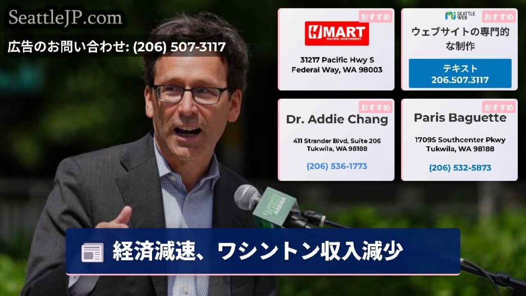 経済減速、ワシントン収入減少