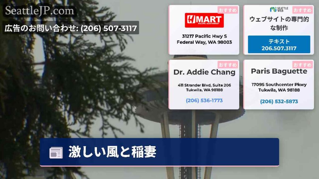 シアトルニュース 2 激しい風と稲妻