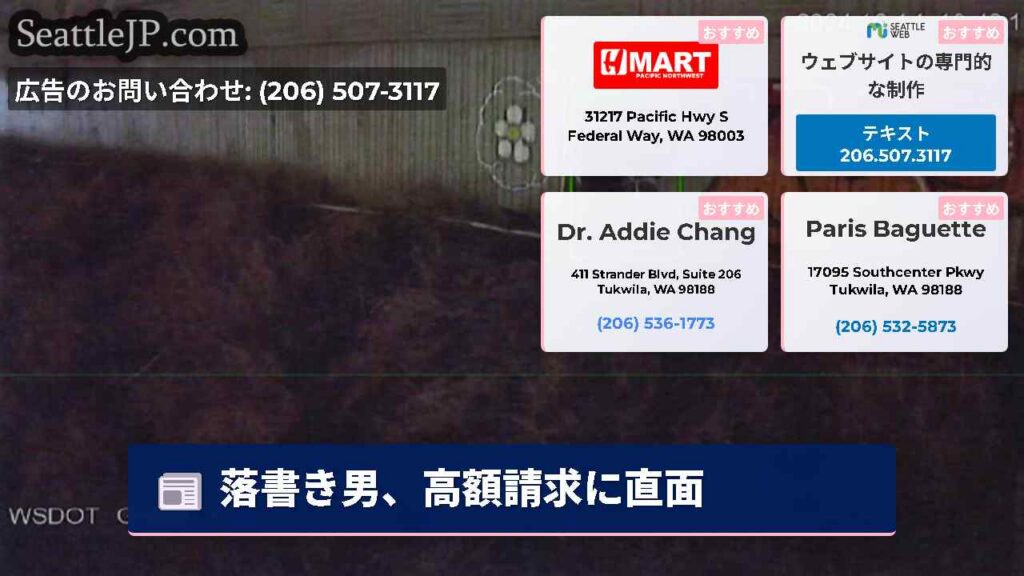 落書き男、高額請求に直面