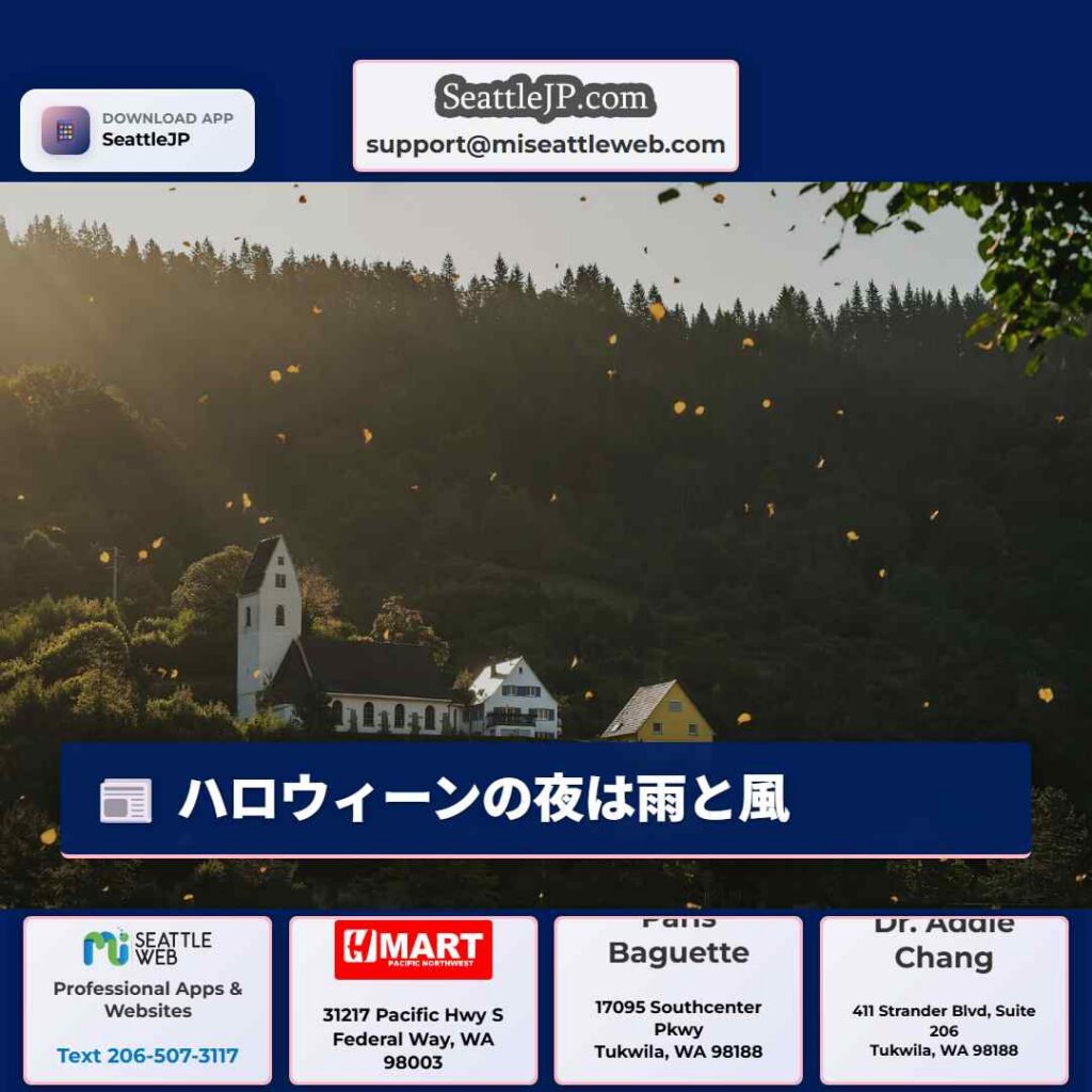 ハロウィーンの夜は雨と風