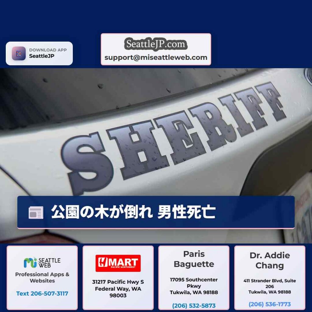 公園の木が倒れ 男性死亡