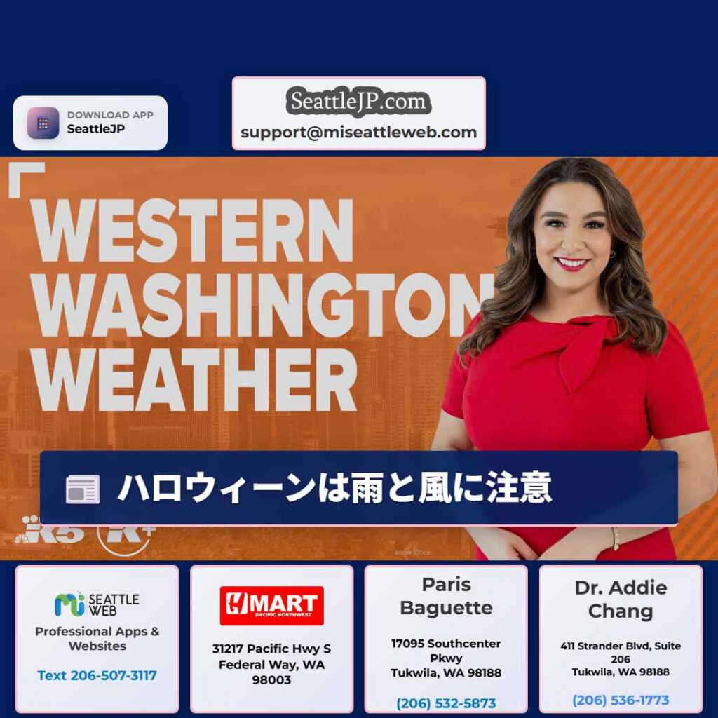 ハロウィーンは雨と風に注意