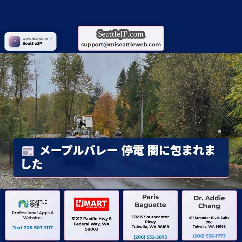 シアトルニュース 5 メープルバレー 停電 闇に包まれました
