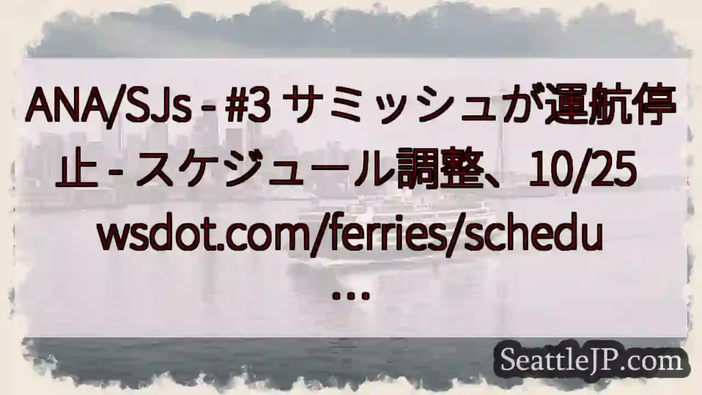 ANA/SJs - #3 サミッシュが運航停止 - スケジュール調整、10/25
