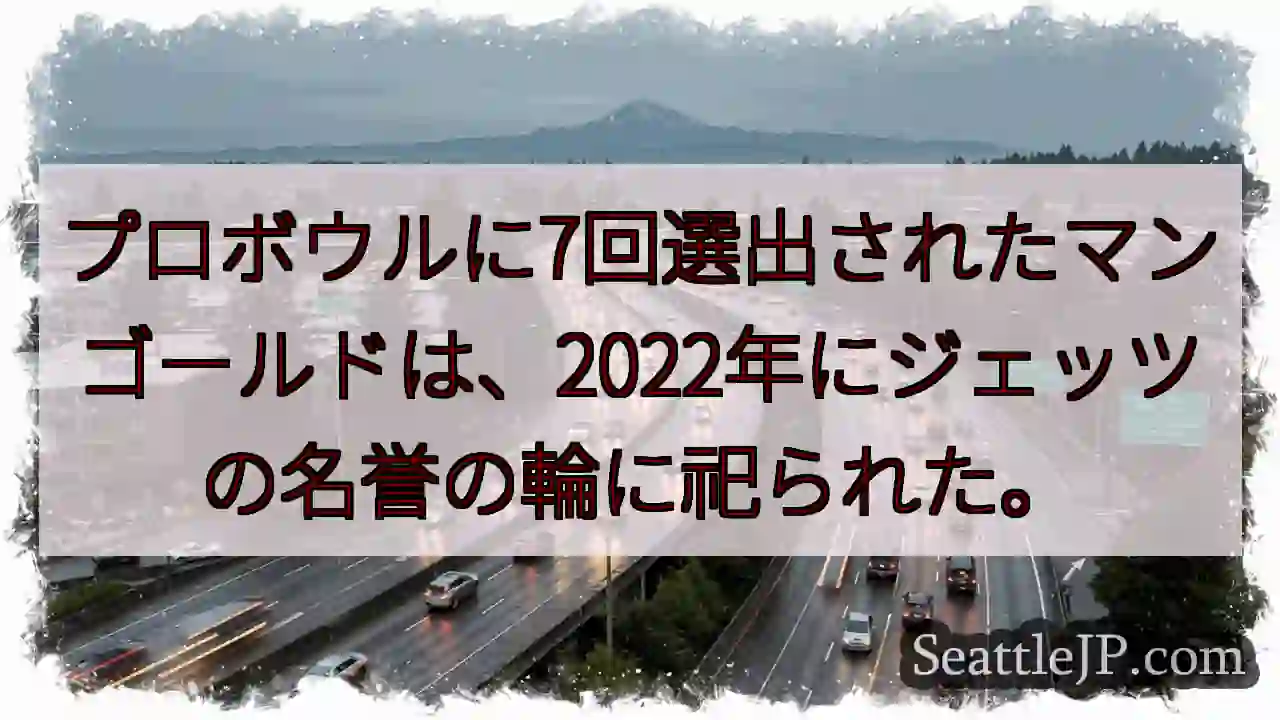 プロボウルに7回選出されたマンゴールドは、2022年にジェッツの名誉の輪に祀られた。