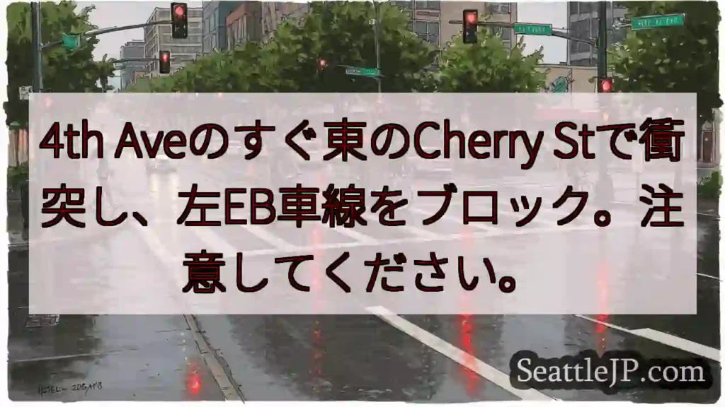 4th Aveのすぐ東のCherry Stで衝突し、左EB車線をブロック。注意してください。