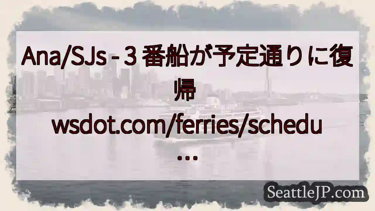 Ana/SJs - 3 番船が予定通りに復帰