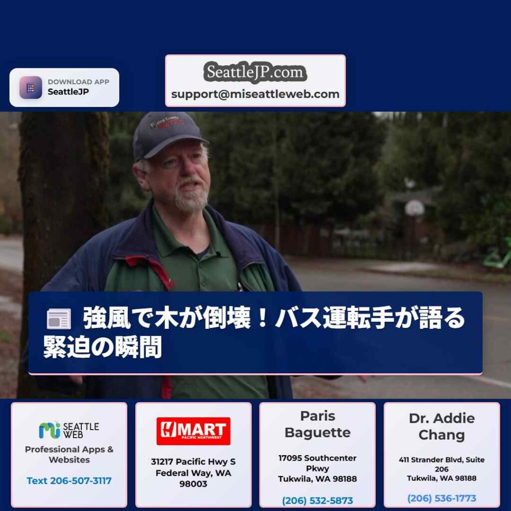 シアトルニュース 3 強風で木が倒壊!バス運転手が語る緊迫の瞬間
