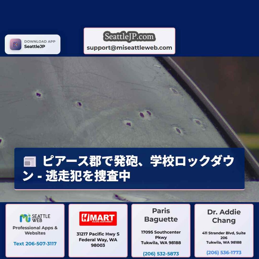 ピアース郡で発砲、学校ロックダウン - 逃走犯を捜査中