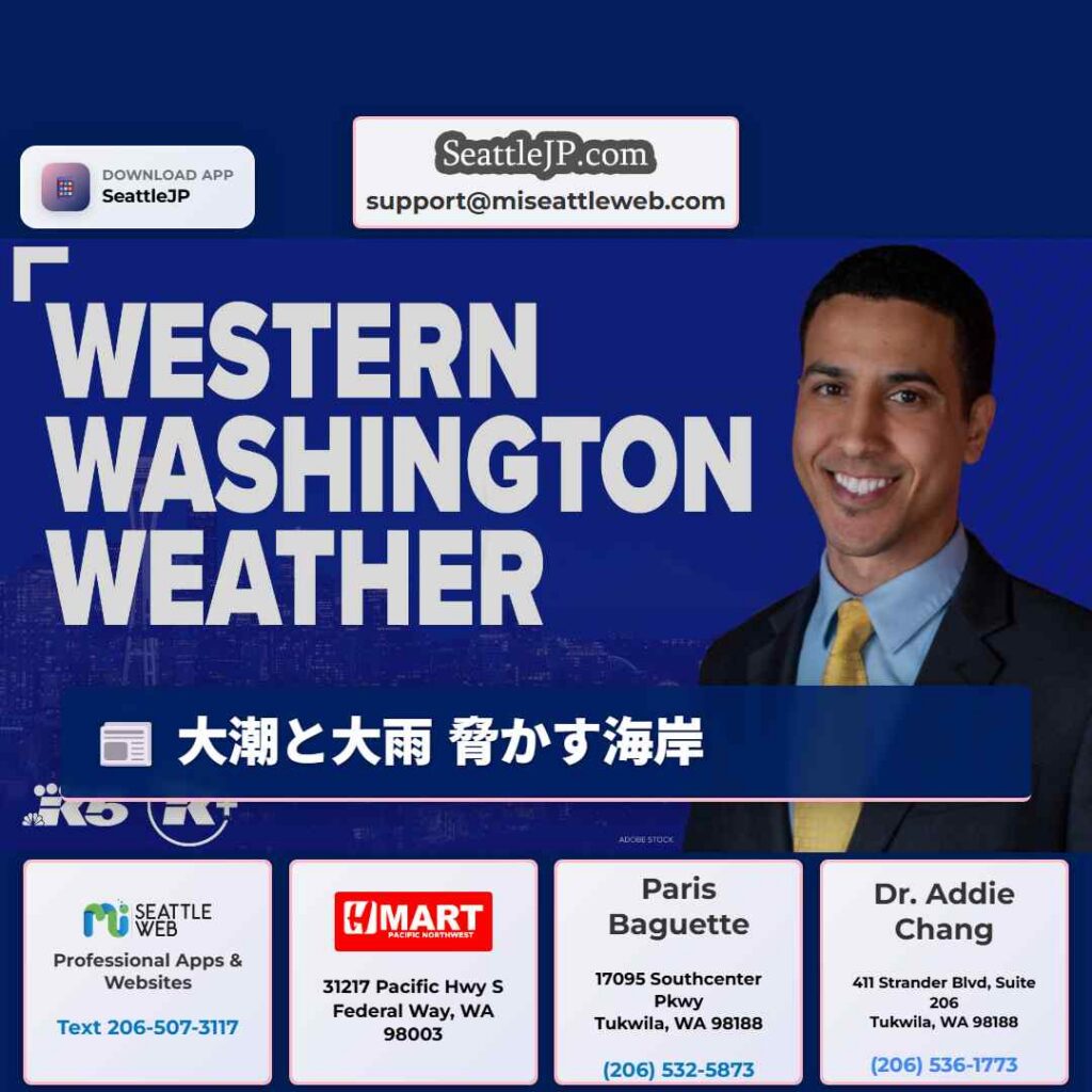 大潮と大雨 脅かす海岸