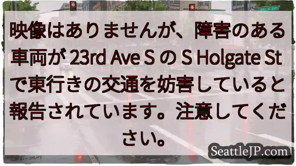 映像はありませんが、障害のある車両が 23rd Ave S の S Holgate St