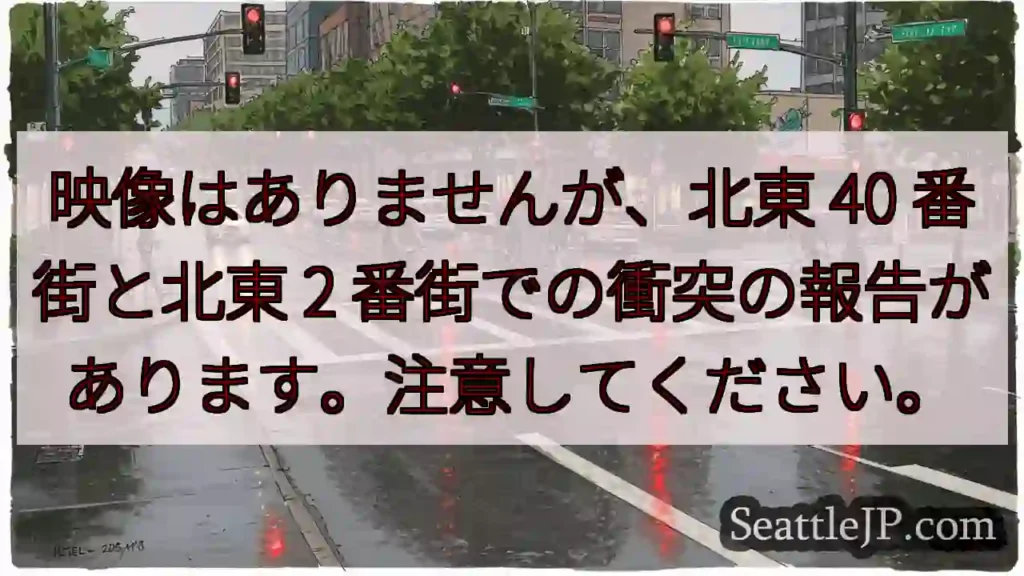 映像はありませんが、北東 40 番街と北東 2 番街での衝突の報告があります。注意してください。