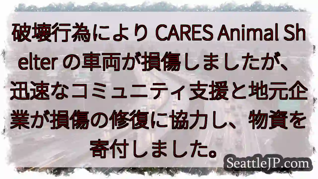 破壊行為により CARES Animal Shelter