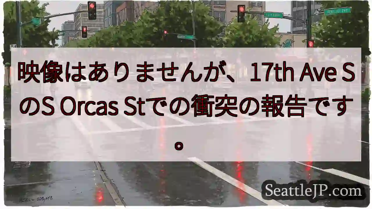 映像はありませんが、17th Ave SのS Orcas Stでの衝突の報告です。