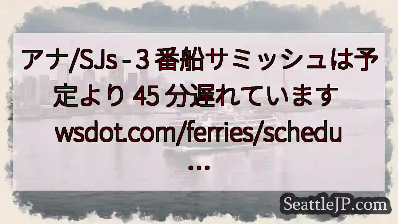 アナ/SJs - 3 番船サミッシュは予定より 45 分遅れています