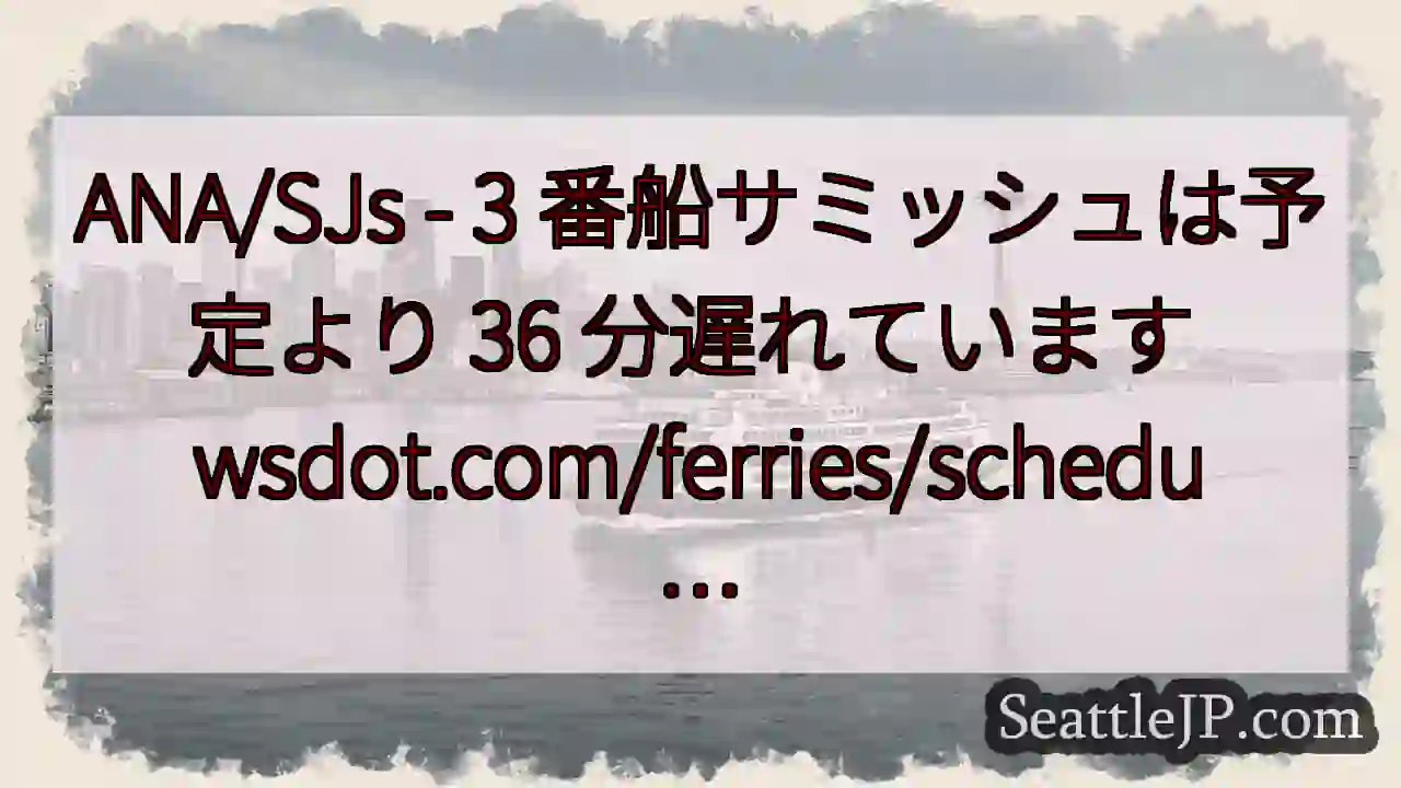 ANA/SJs - 3 番船サミッシュは予定より 36 分遅れています