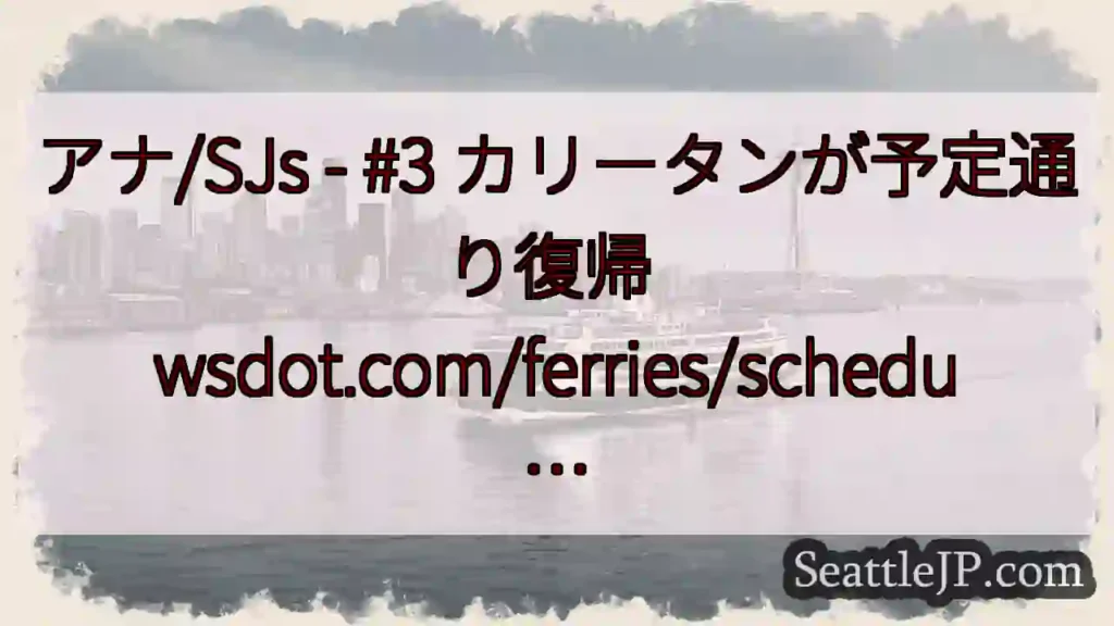 アナ/SJs - #3 カリータンが予定通り復帰