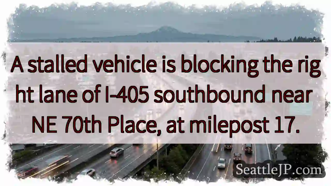 I-405 S: Vehicle Blocking Right Lane